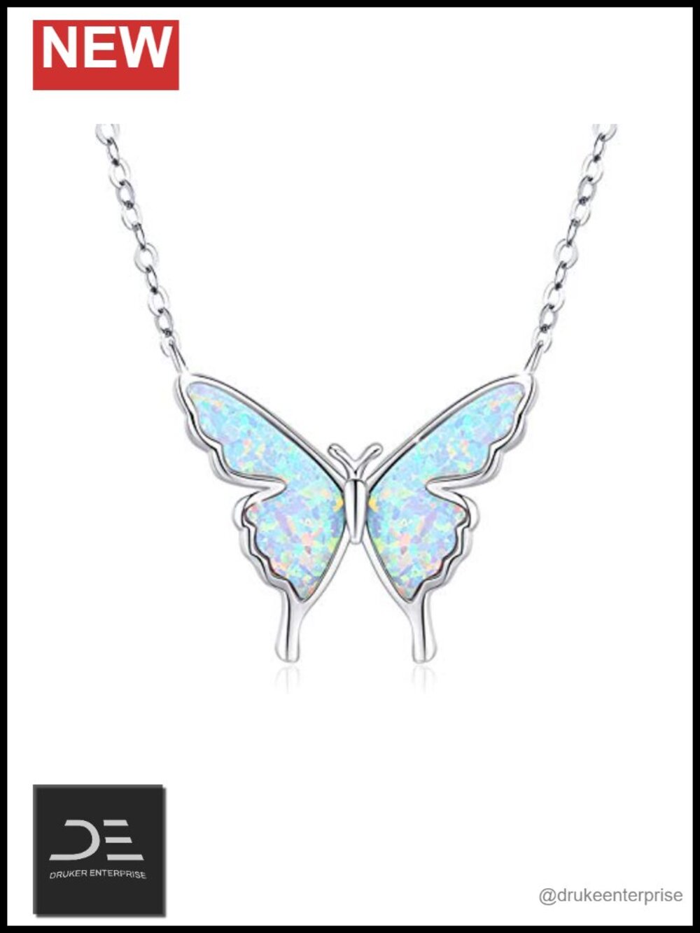 925 Sterling Silver Opal Butterfly Pendant Necklace Women Dainty Jewelry Gift
